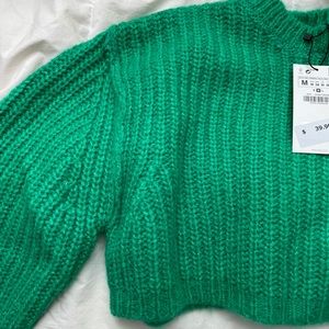 Green Zara cropped sweater